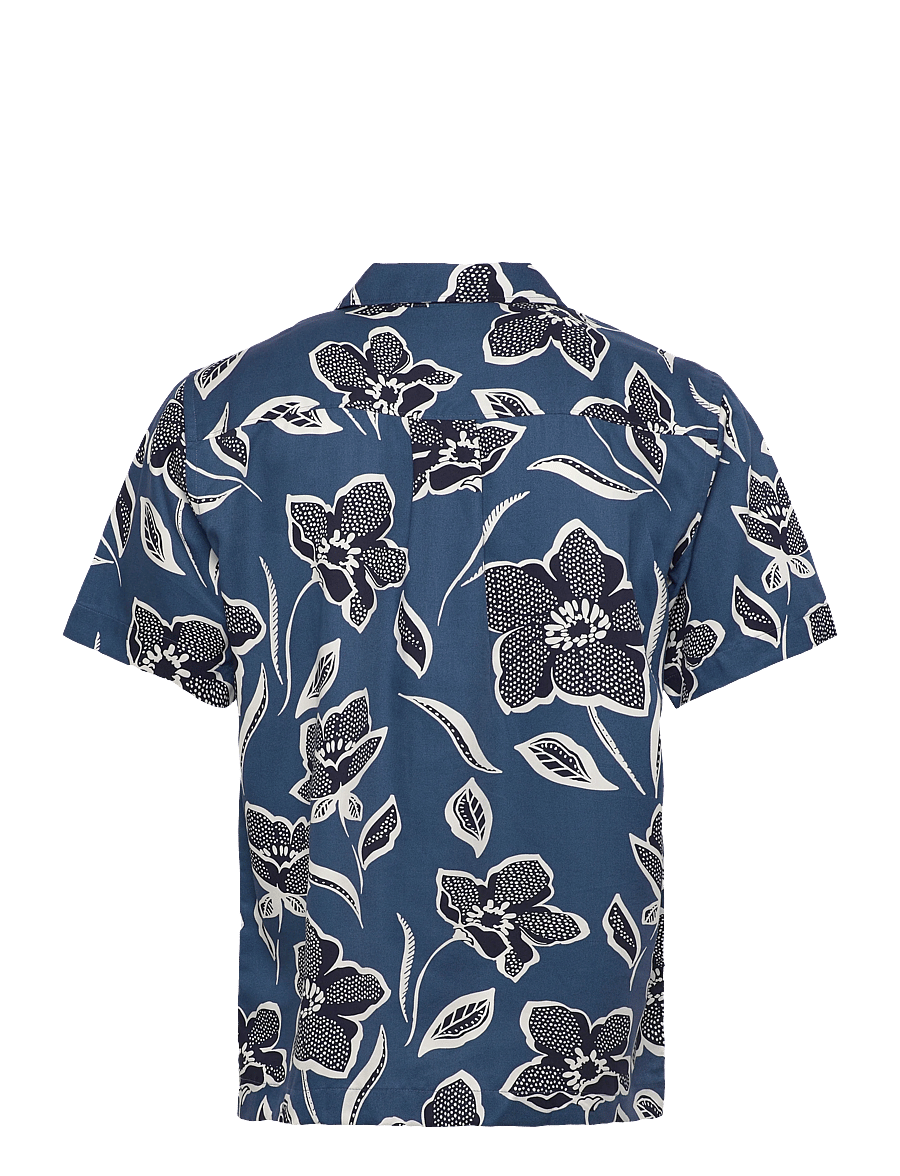 Lindbergh - AOP Lyocell shirt S/S - short-sleeved shirts - indigo blue - 2