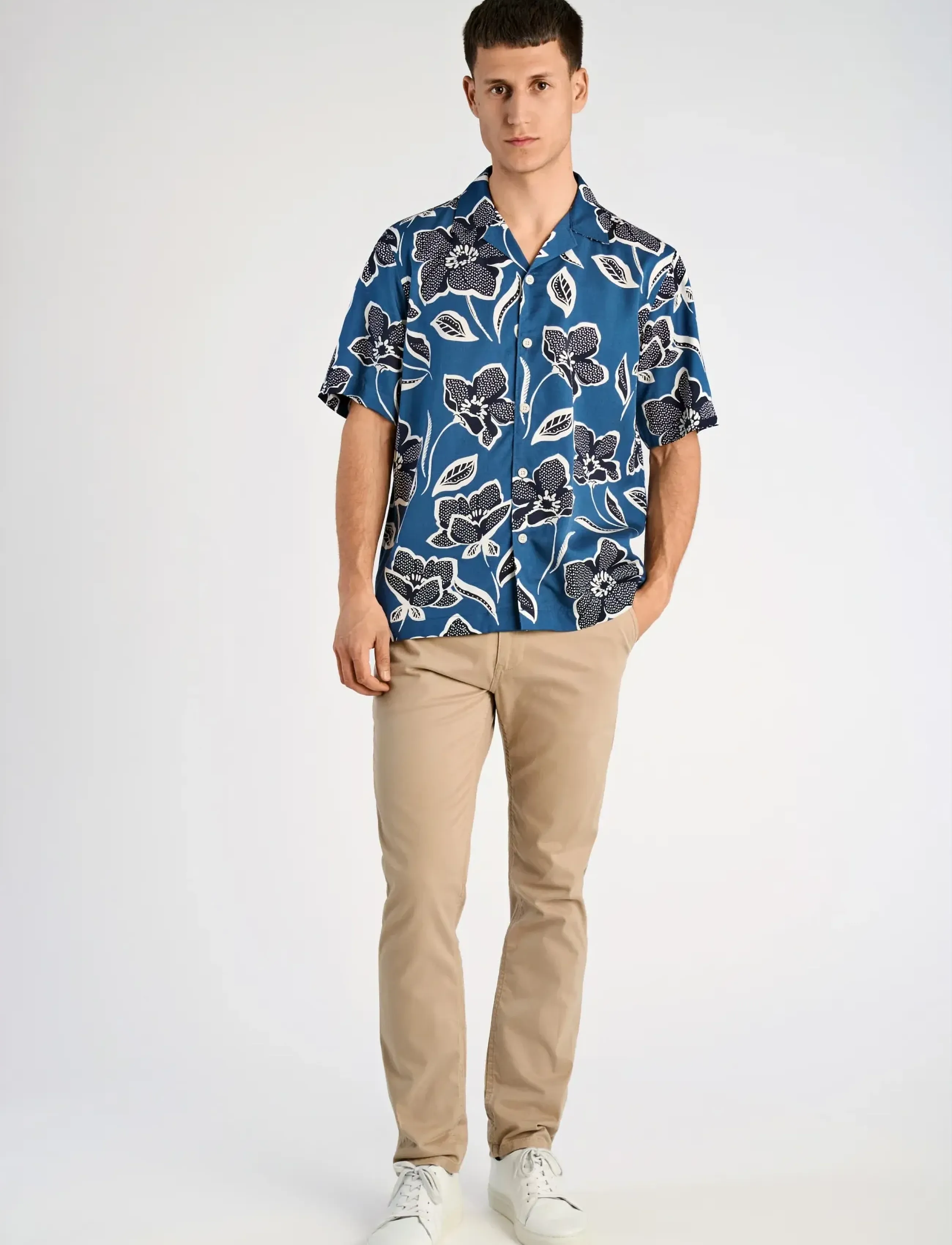 Lindbergh AOP Lyocell shirt S/S - Hemden - INDIGO BLUE / navy