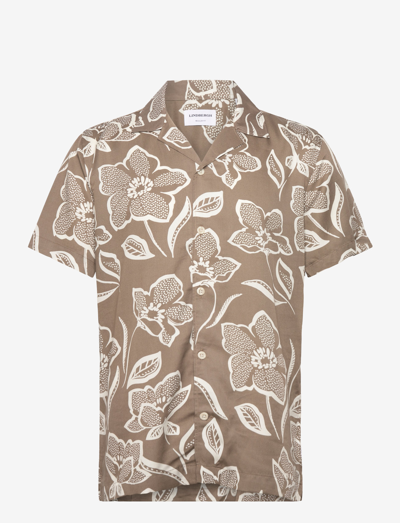 Lindbergh - AOP Lyocell shirt S/S - kurzarmhemden - stone - 1