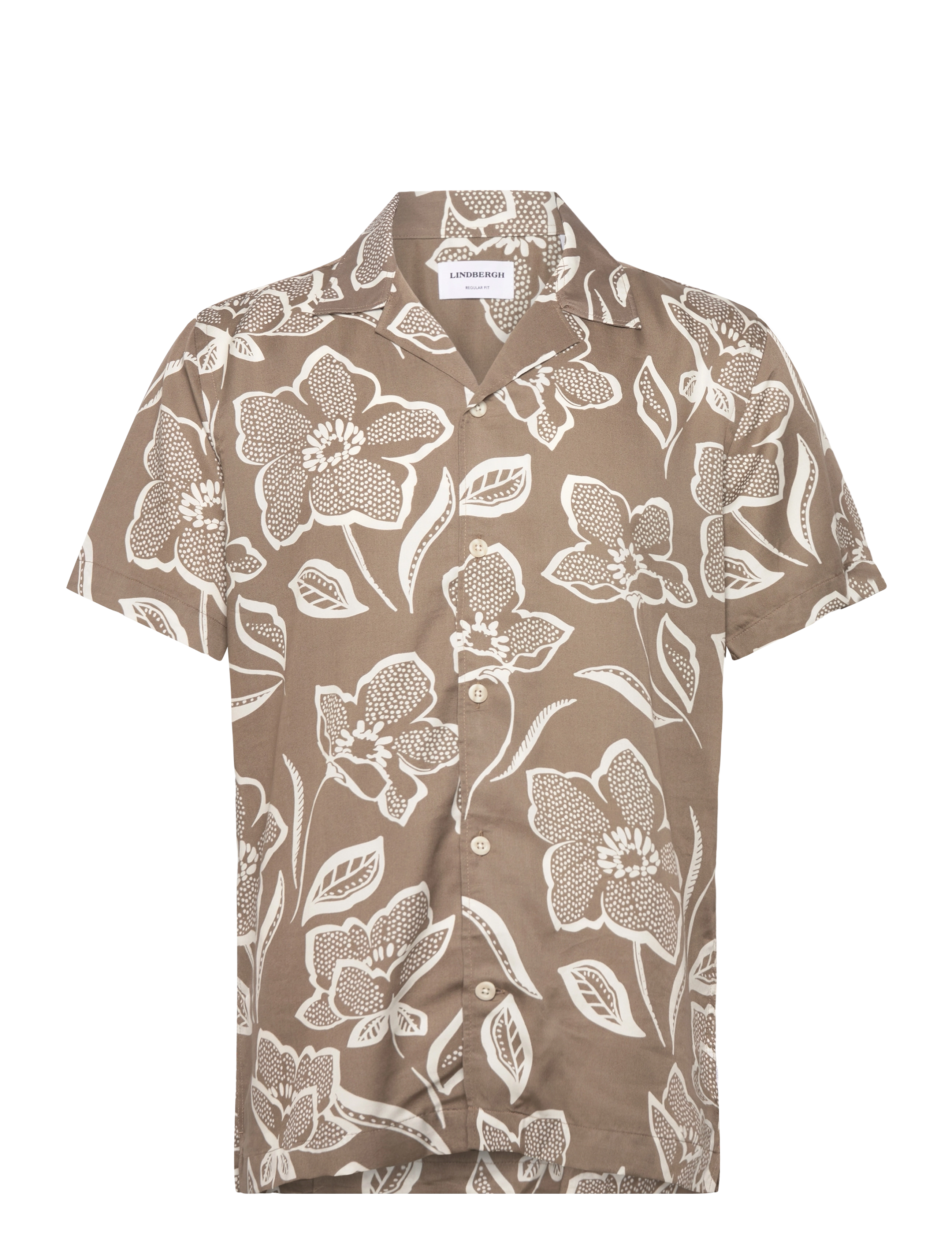 Lindbergh - AOP Lyocell shirt S/S - lyhythihaiset kauluspaidat - stone - 1