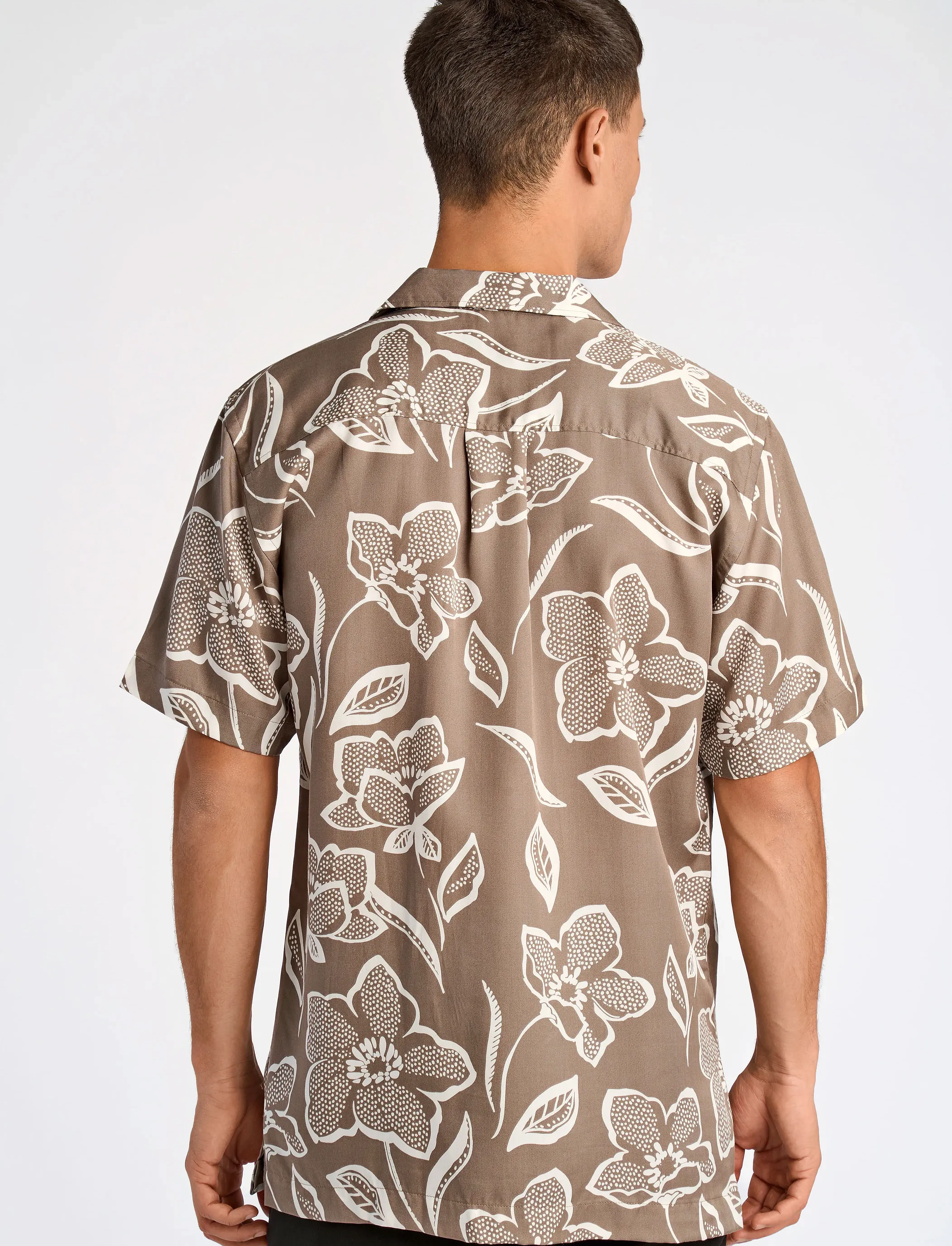 Lindbergh - AOP Lyocell shirt S/S - lyhythihaiset kauluspaidat - stone - 3