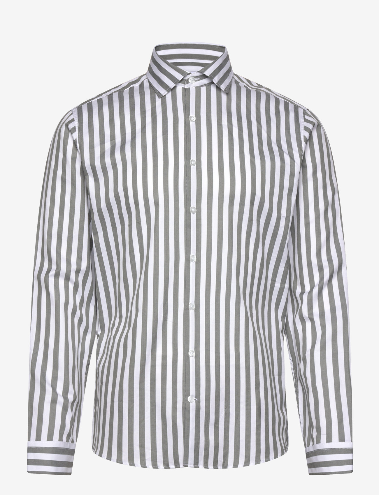 Lindbergh - Striped shirt L/S - randiga skjortor - lt army - 1