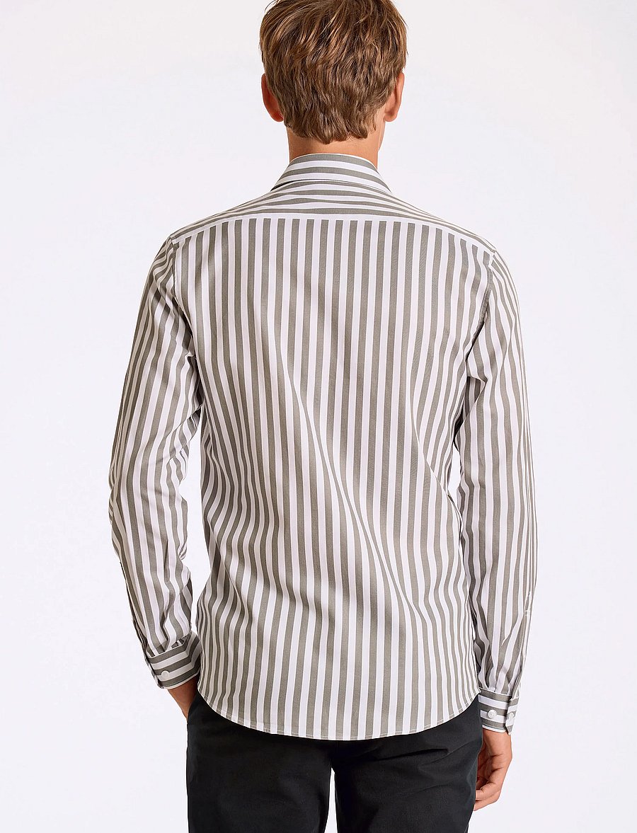 Lindbergh - Striped shirt L/S - gestreifte hemden - lt army - 3