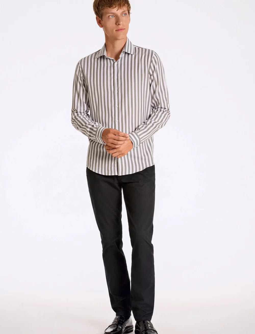 Lindbergh - Striped shirt L/S - striped shirts - lt army - 4