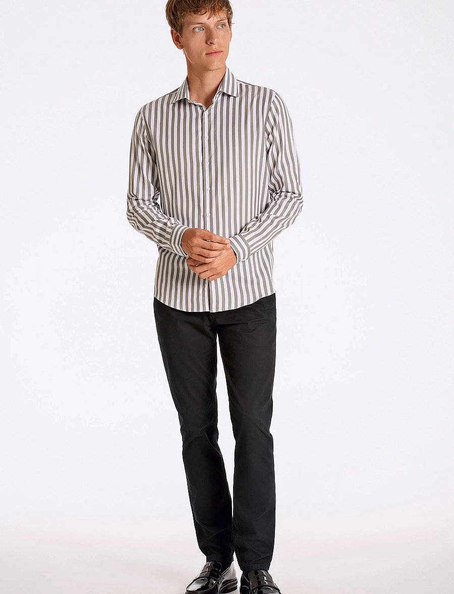 Lindbergh - Striped shirt L/S - gestreifte hemden - lt army - 4