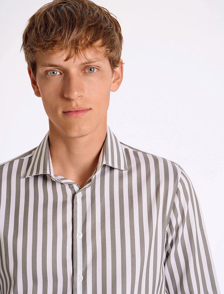 Lindbergh - Striped shirt L/S - gestreifte hemden - lt army - 5
