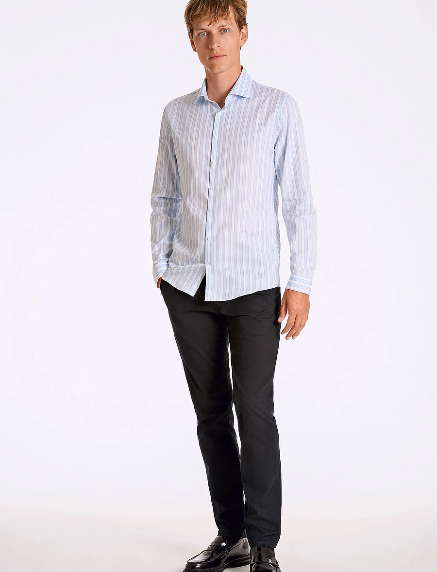 Lindbergh - Striped shirt L/S - gestreifte hemden - lt blue - 4