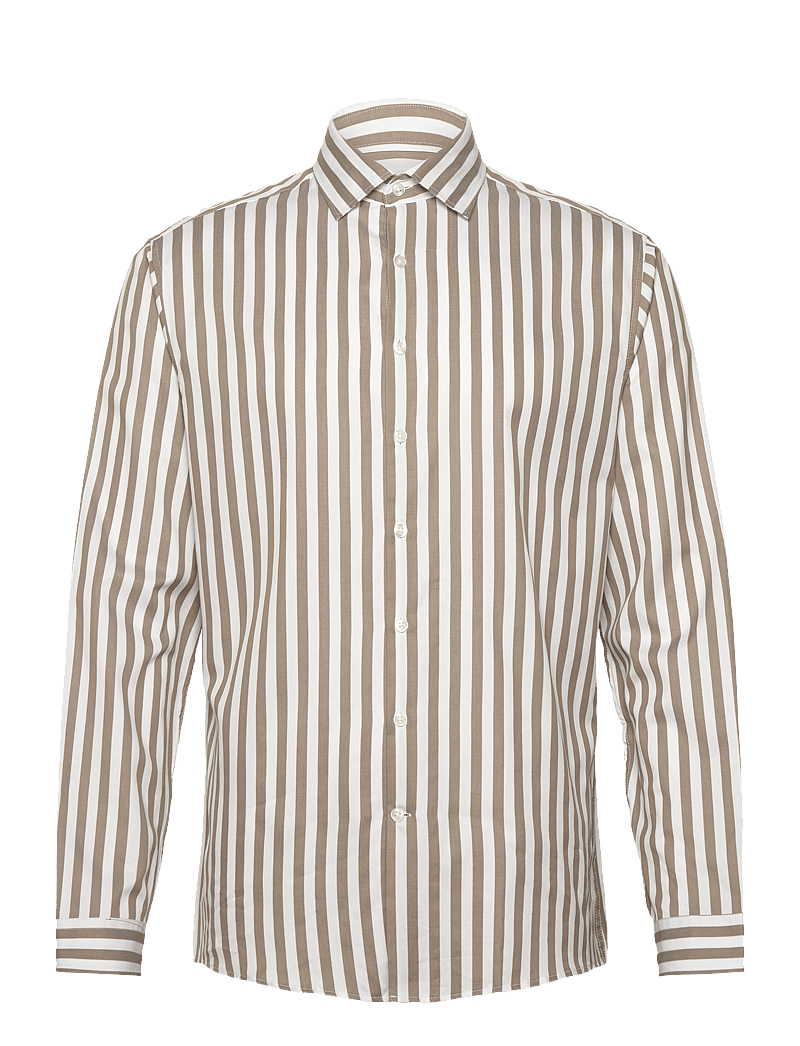 Lindbergh - Striped shirt L/S - stribede skjorter - stone - 1