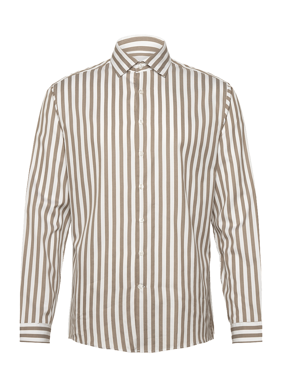 Lindbergh - Striped shirt L/S - gestreifte hemden - stone - 1
