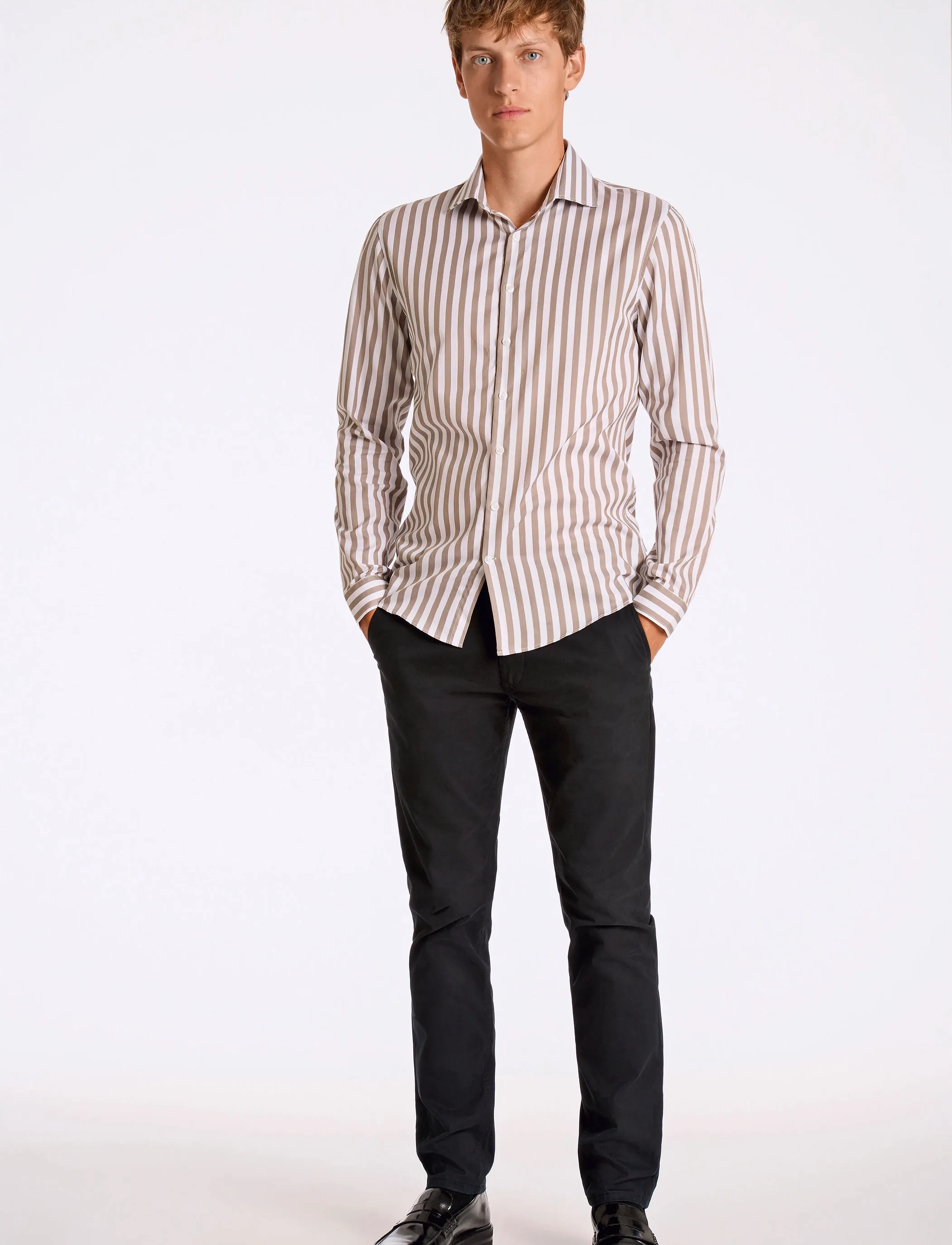Lindbergh - Striped shirt L/S - striped shirts - stone - 4
