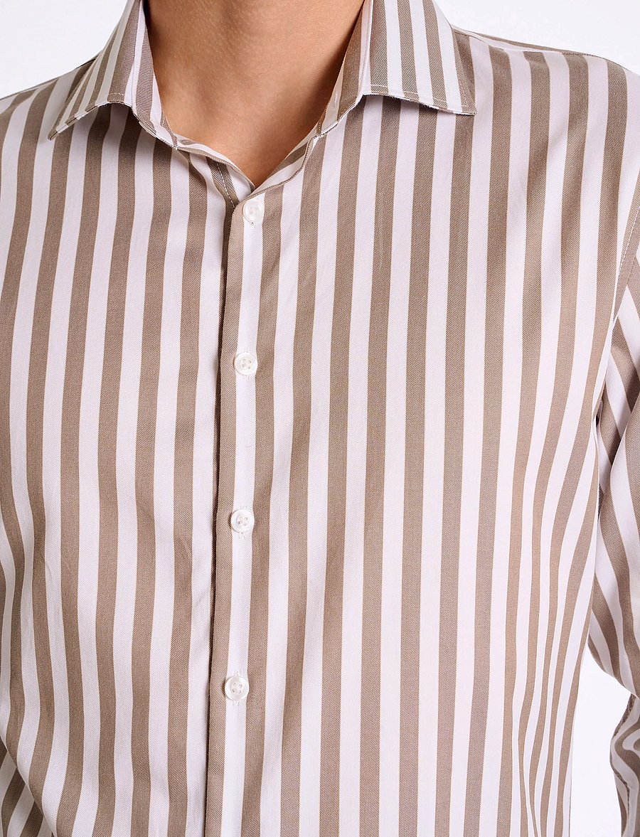 Lindbergh - Striped shirt L/S - gestreifte hemden - stone - 5