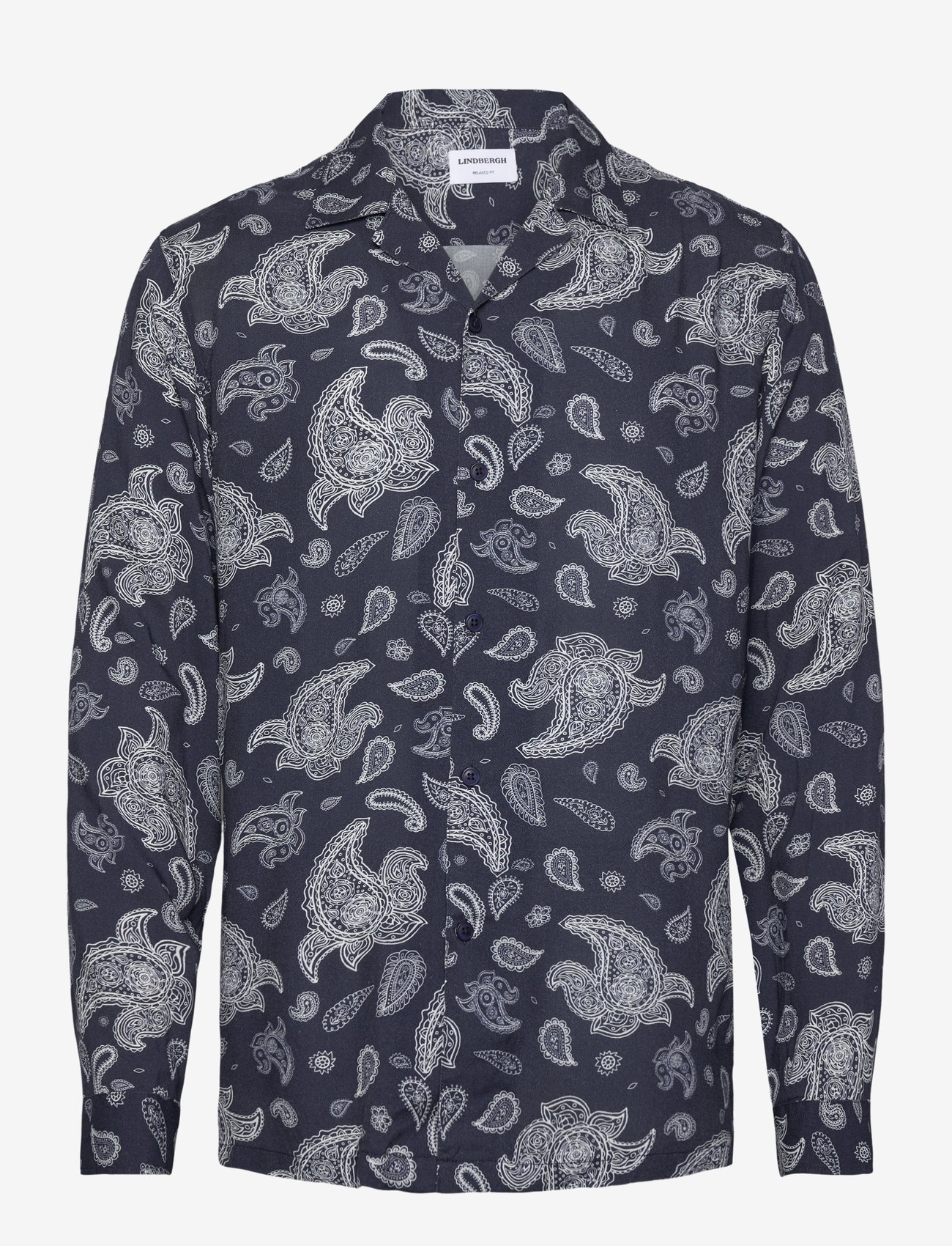 Lindbergh - Resort viscose shirt L/S - casual skjortor - navy - 1
