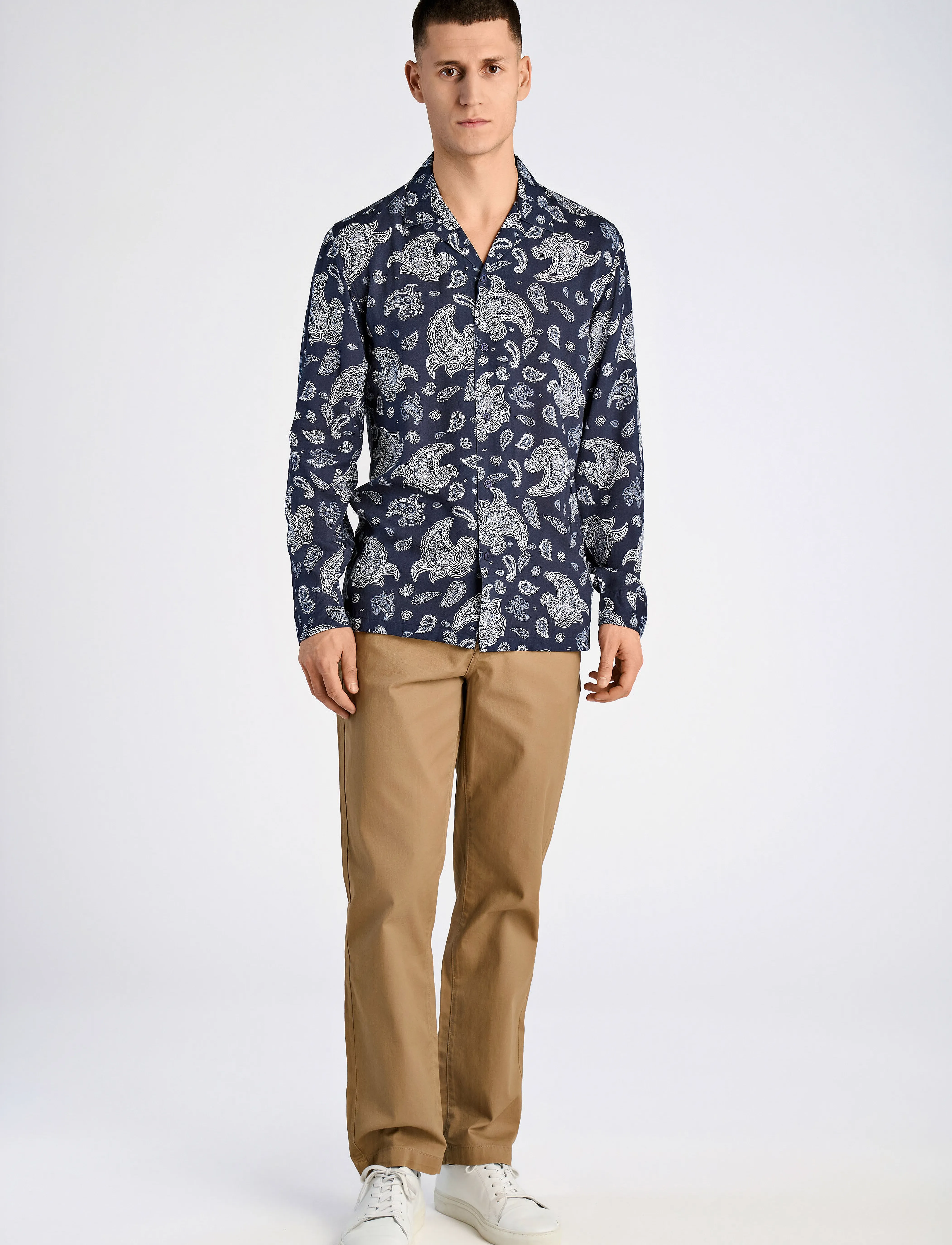 Lindbergh - Resort viscose shirt L/S - casual skjorter - navy - 4