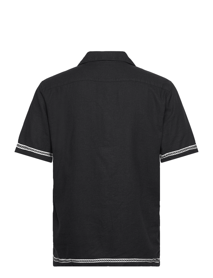 Lindbergh - Soft viscose linen shirt S/S - chemises de lin - black - 1