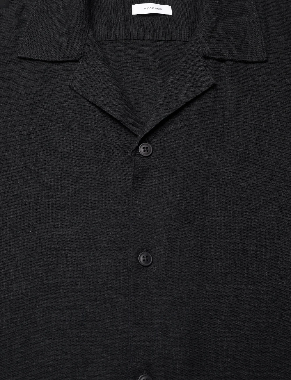 Lindbergh - Soft viscose linen shirt S/S - linased särgid - black - 2