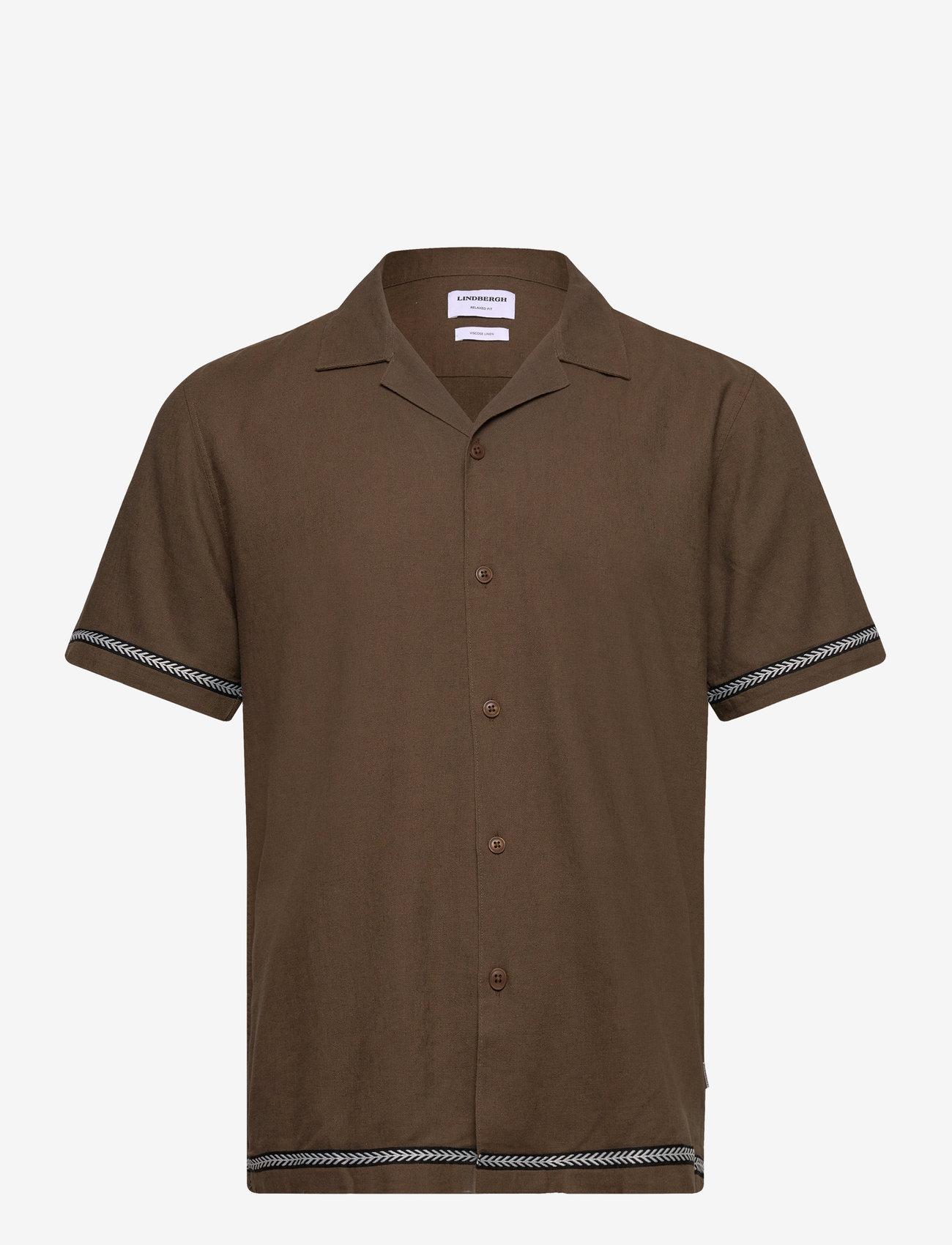 Lindbergh - Soft viscose linen shirt S/S - leinenhemden - dk army - 0