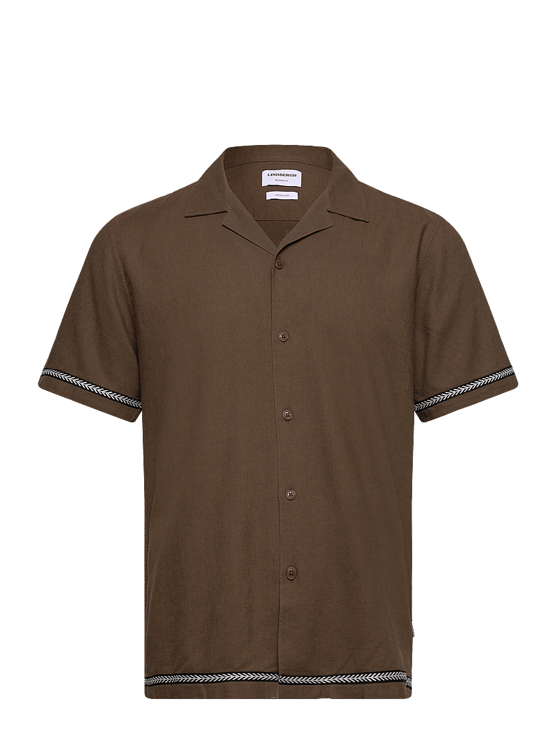 Lindbergh - Soft viscose linen shirt S/S - leinenhemden - dk army - 0