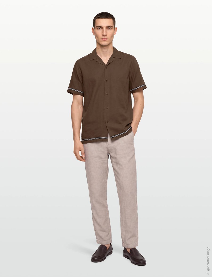 Lindbergh - Soft viscose linen shirt S/S - leinenhemden - dk army - 0
