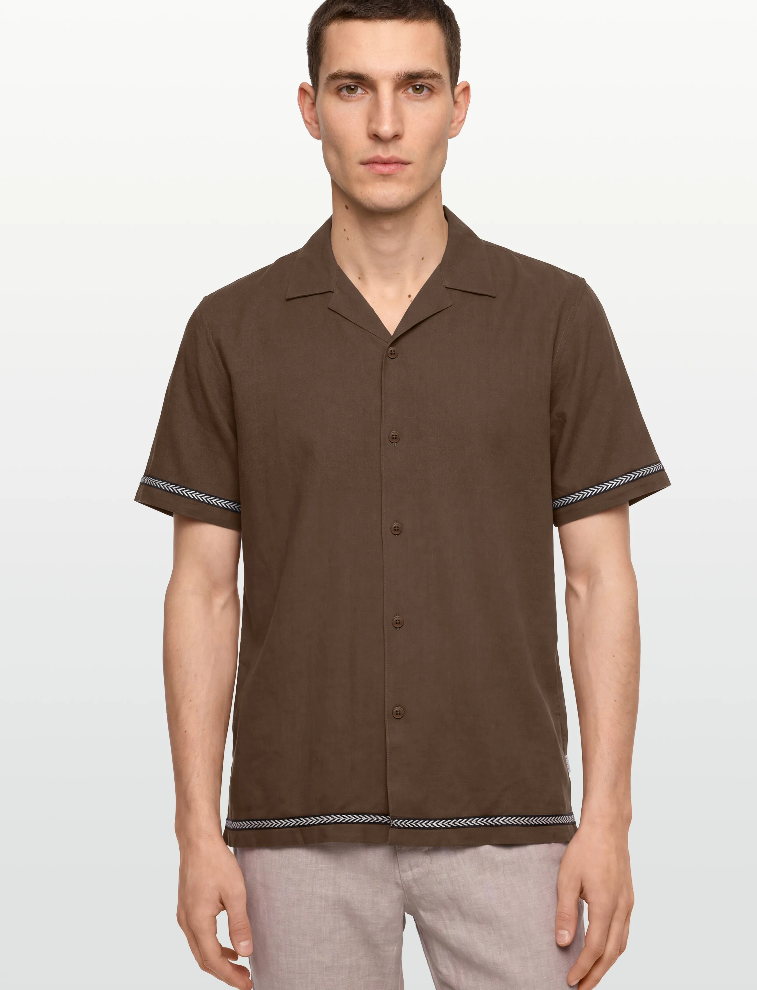 Lindbergh - Soft viscose linen shirt S/S - hørskjorter - dk army - 3