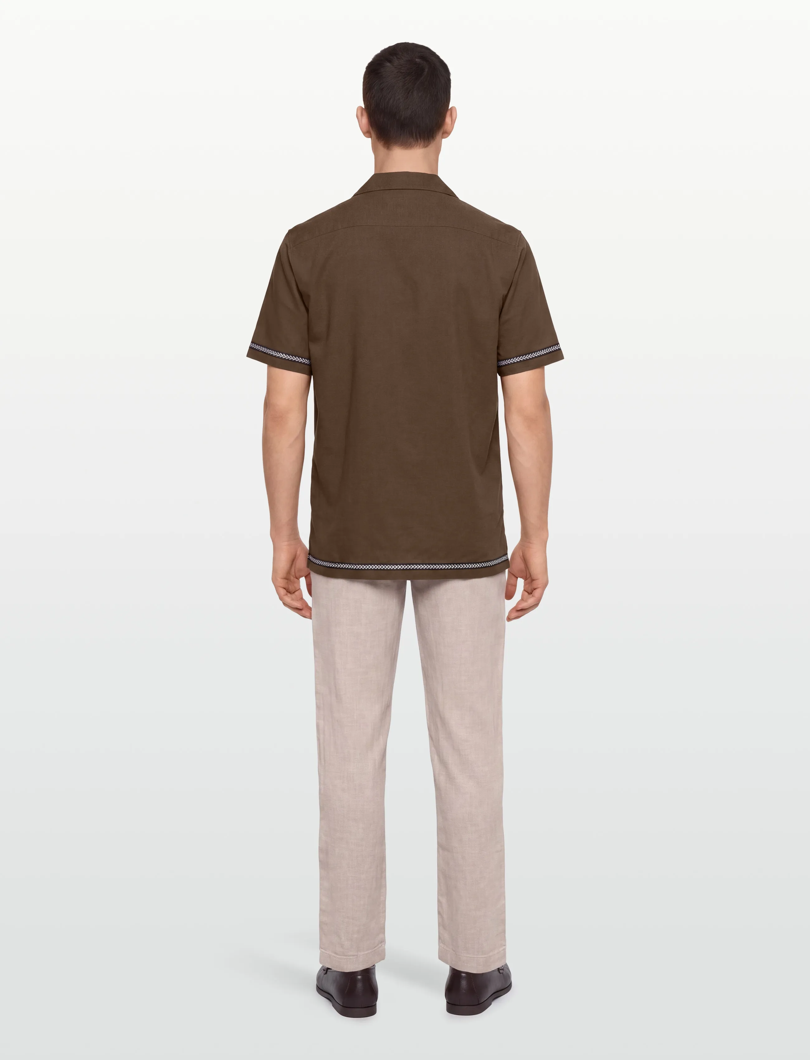 Lindbergh - Soft viscose linen shirt S/S - hørskjorter - dk army - 4