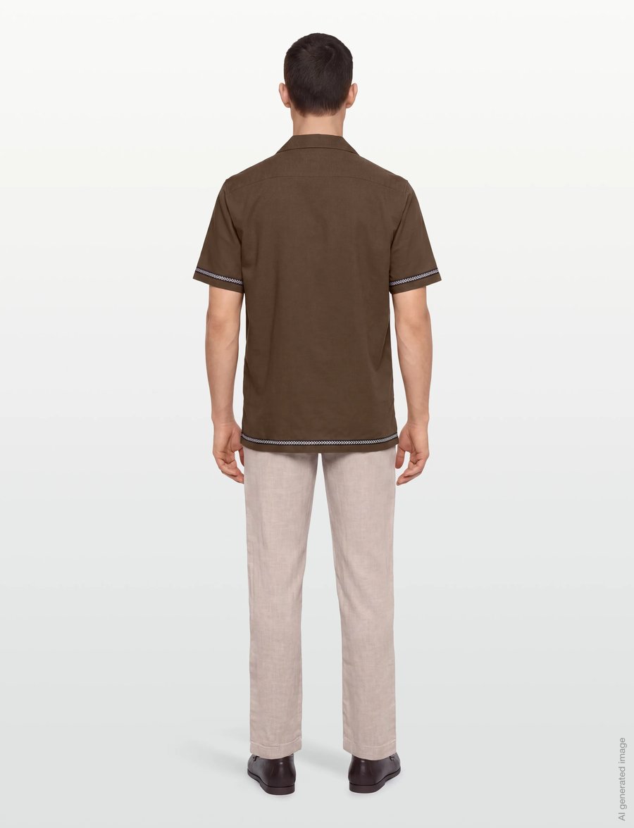 Lindbergh - Soft viscose linen shirt S/S - leinenhemden - dk army - 4