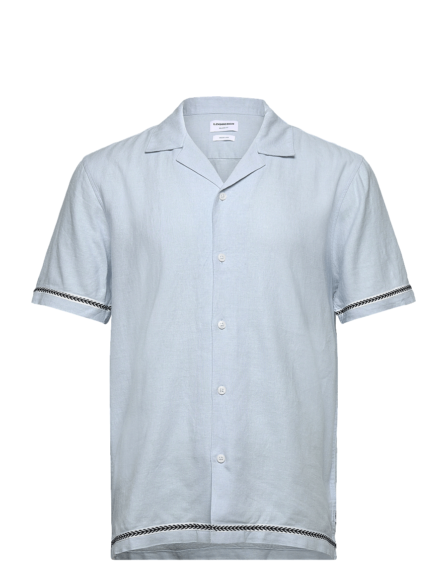 Lindbergh - Soft viscose linen shirt S/S - leinenhemden - lt blue - 0