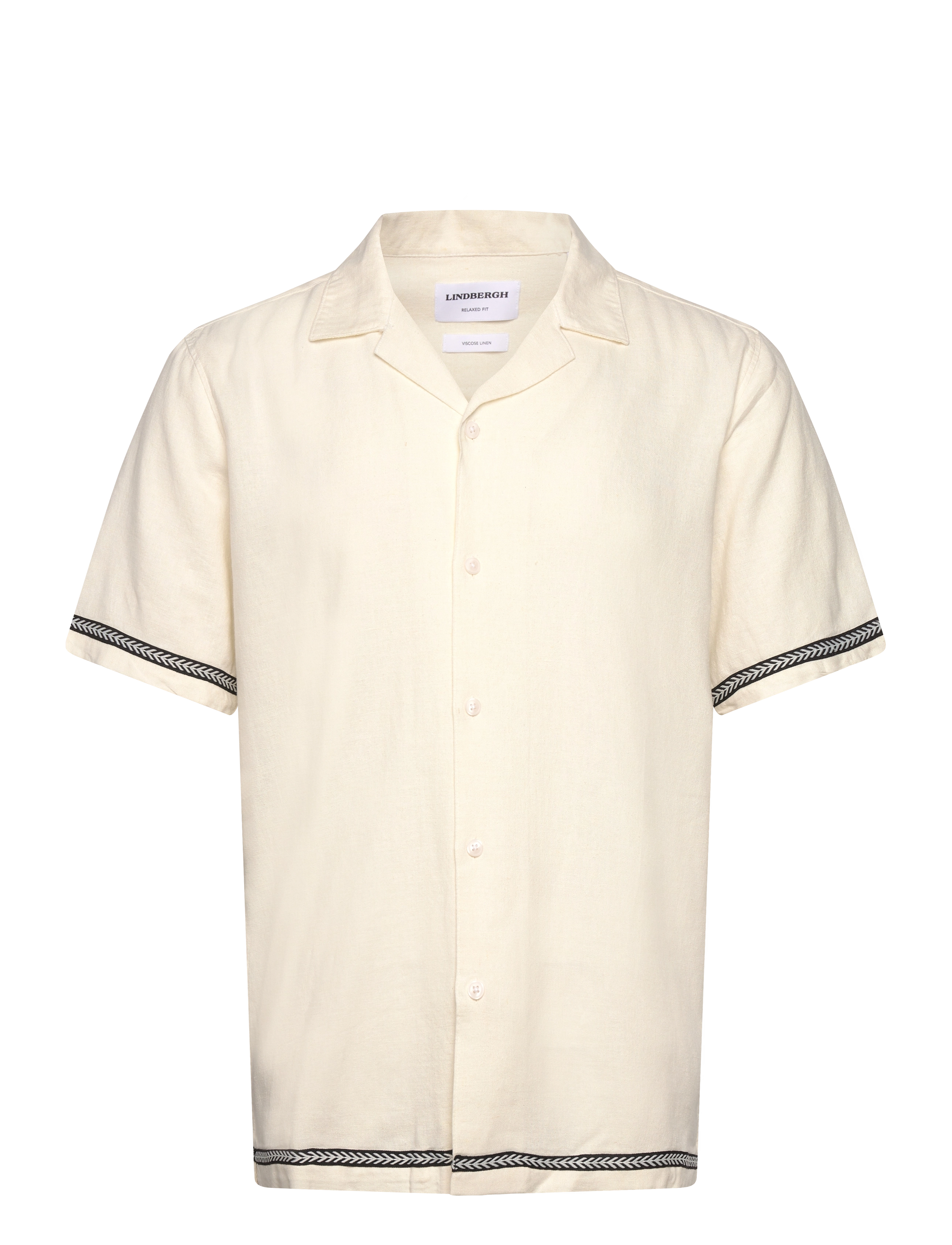 Lindbergh Soft Viscose Linen Shirt S/S, Mænd, Reverskrave Skjorte, Cream, Str: S