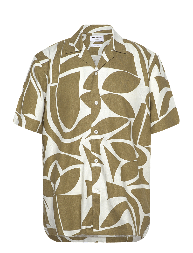 Lindbergh - Soft viscose linen shirt S/S - linneskjortor - moss green - 0