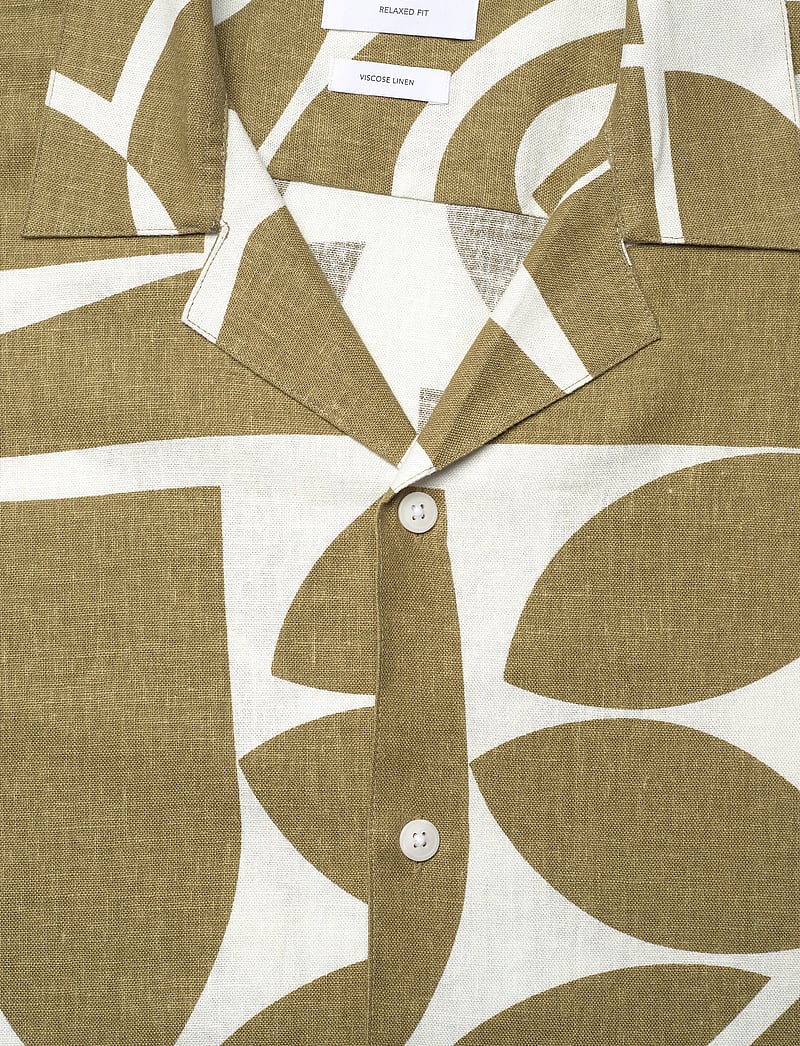 Lindbergh - Soft viscose linen shirt S/S - linneskjortor - moss green - 2