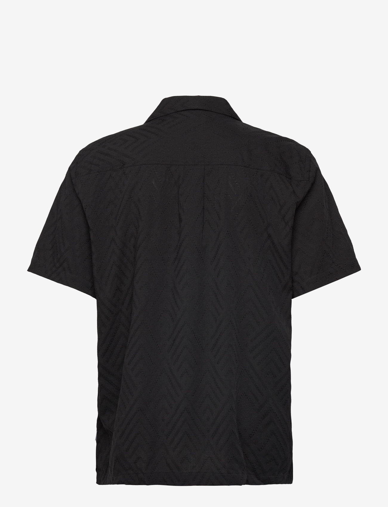 Lindbergh - Textured viscose shirt S/S - kortärmade skjortor - black - 1