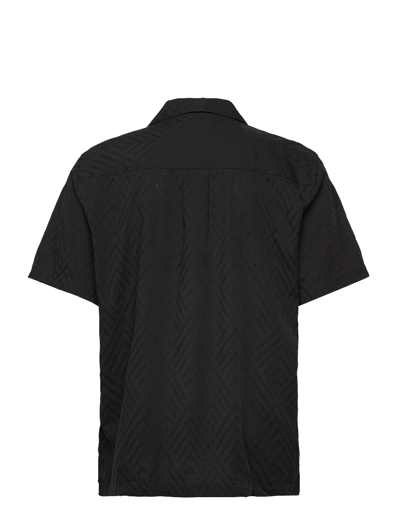 Lindbergh - Textured viscose shirt S/S - kortärmade skjortor - black - 1