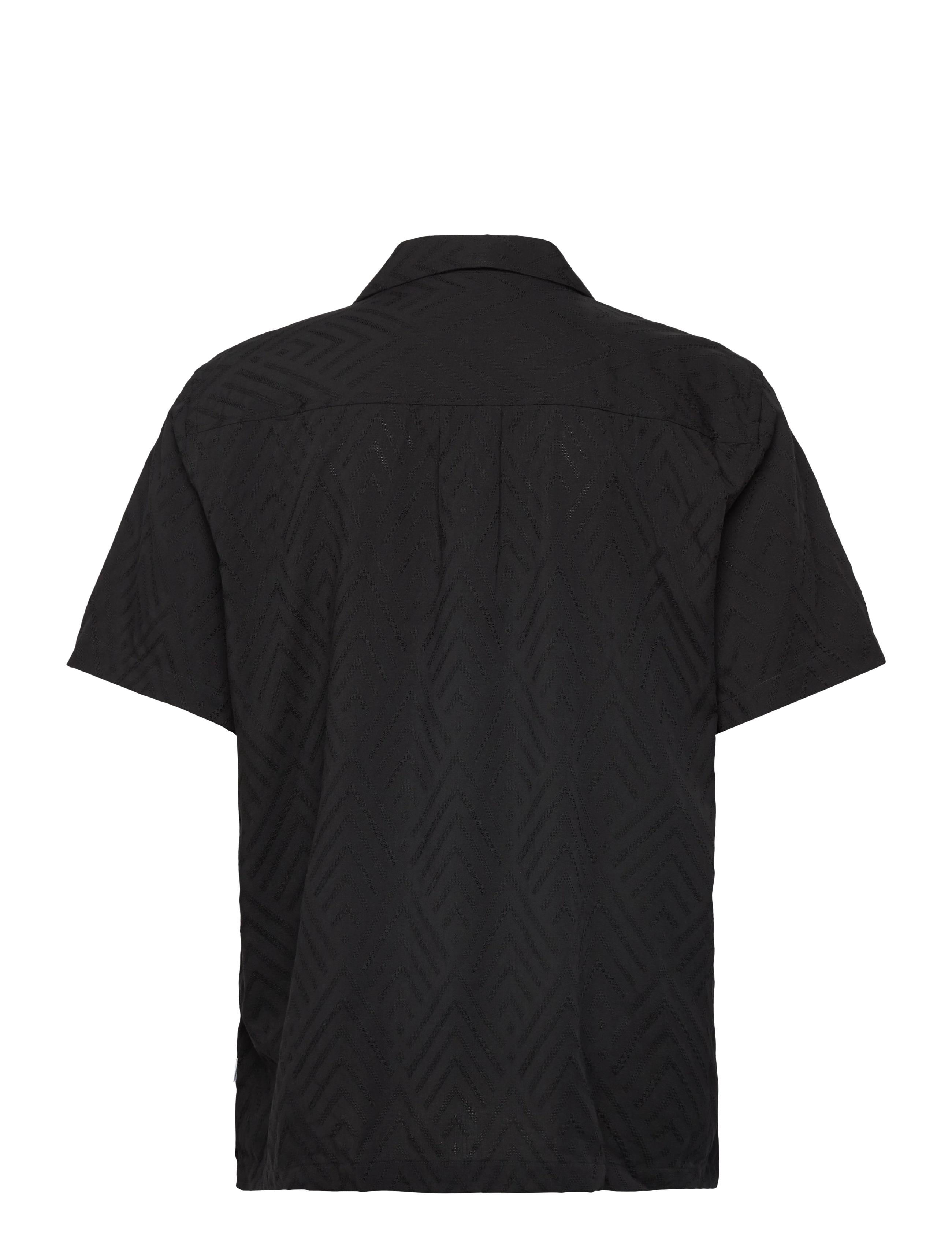 Lindbergh - Textured viscose shirt S/S - short-sleeved shirts - black - 1