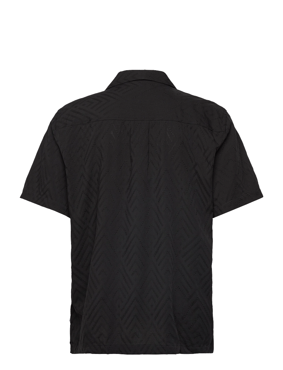 Lindbergh - Textured viscose shirt S/S - kurzarmhemden - black - 1