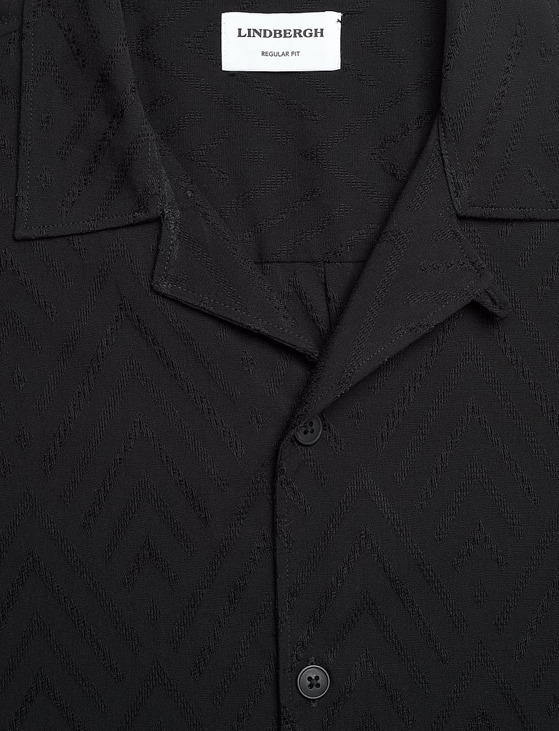 Lindbergh - Textured viscose shirt S/S - kortärmade skjortor - black - 2