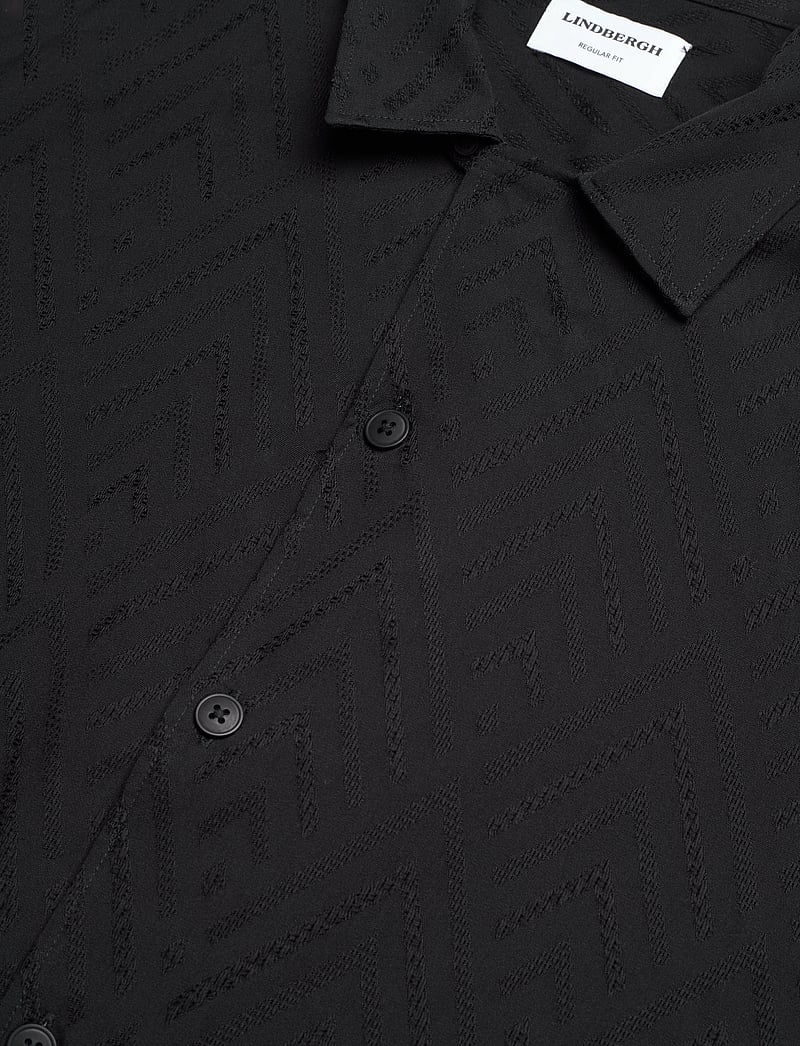 Lindbergh - Textured viscose shirt S/S - kortärmade skjortor - black - 3