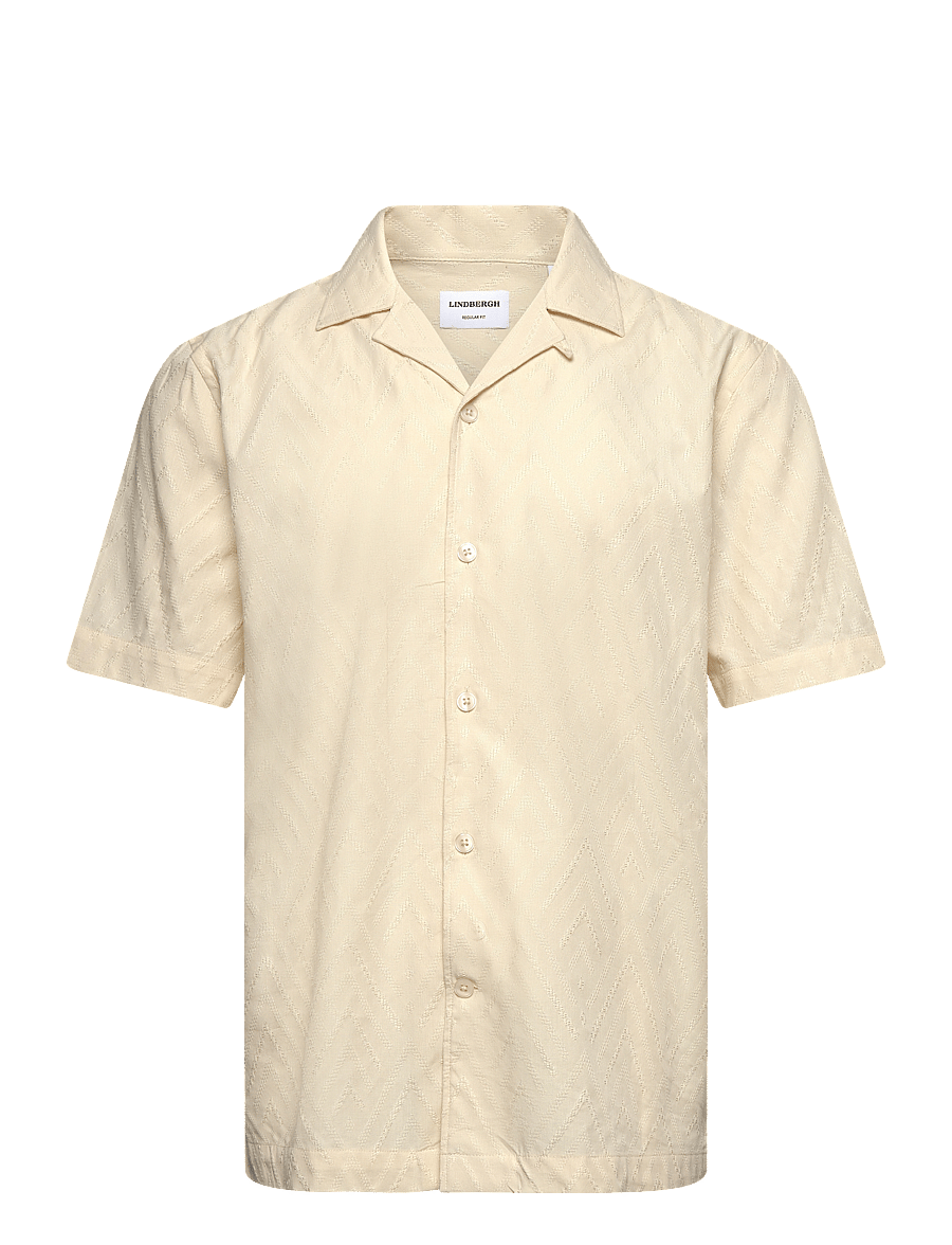 Lindbergh - Textured viscose shirt S/S - kurzarmhemden - pearl white - 1