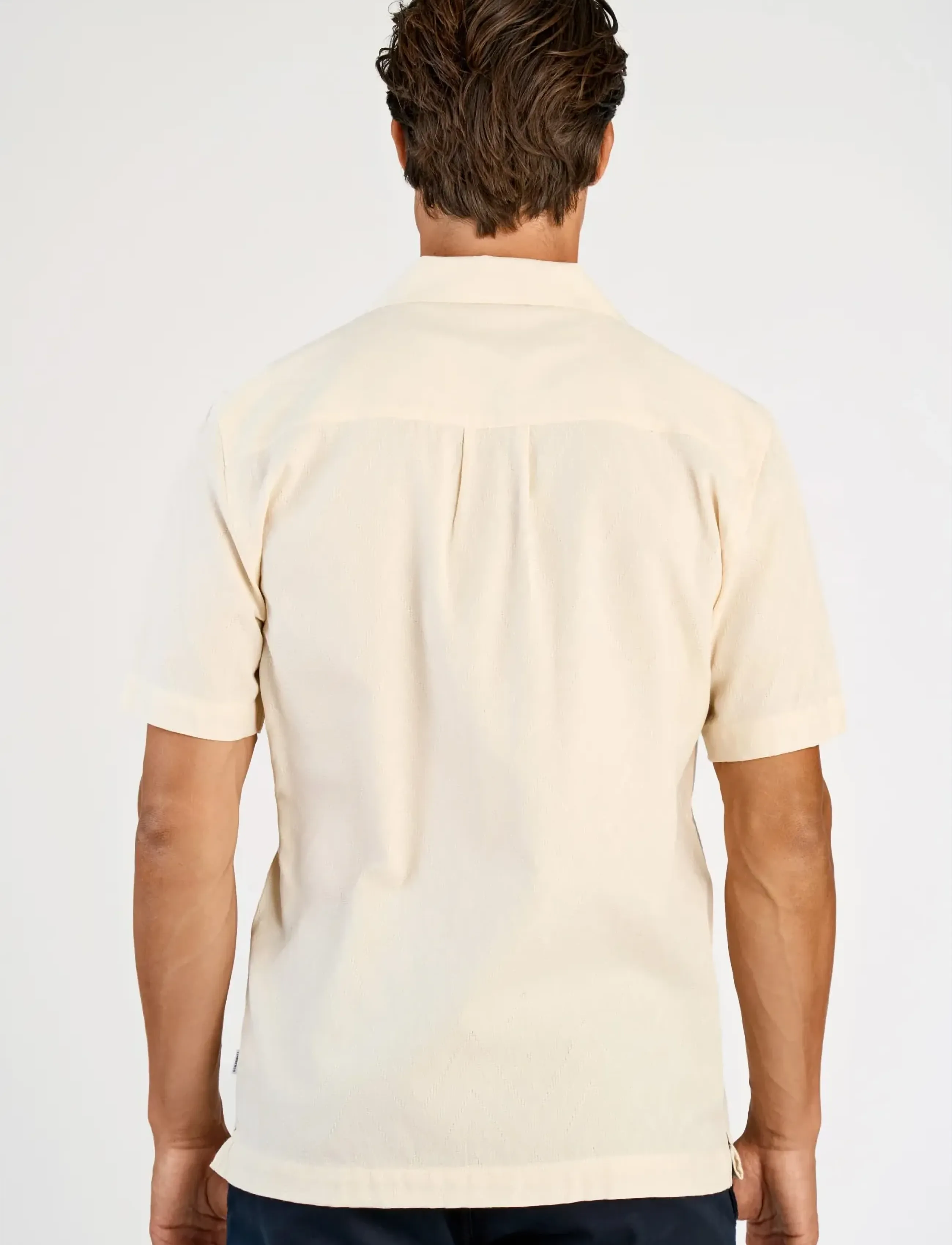 Lindbergh - Textured viscose shirt S/S - kurzarmhemden - pearl white - 4