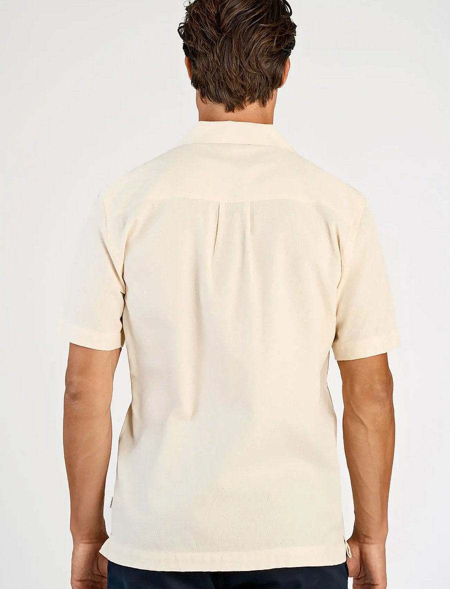 Lindbergh - Textured viscose shirt S/S - kurzarmhemden - pearl white - 4