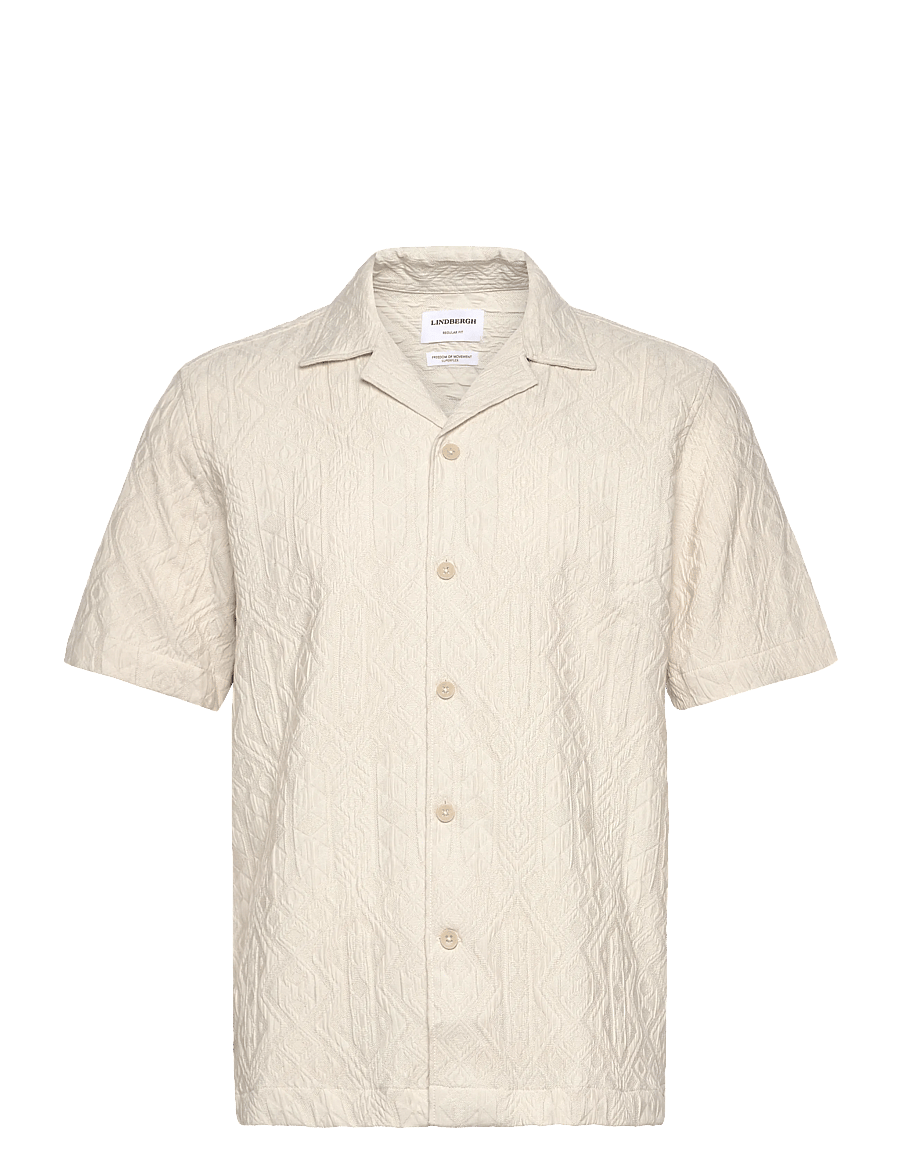 Lindbergh - Textured shirt S/S - short-sleeved shirts - pearl white - 1