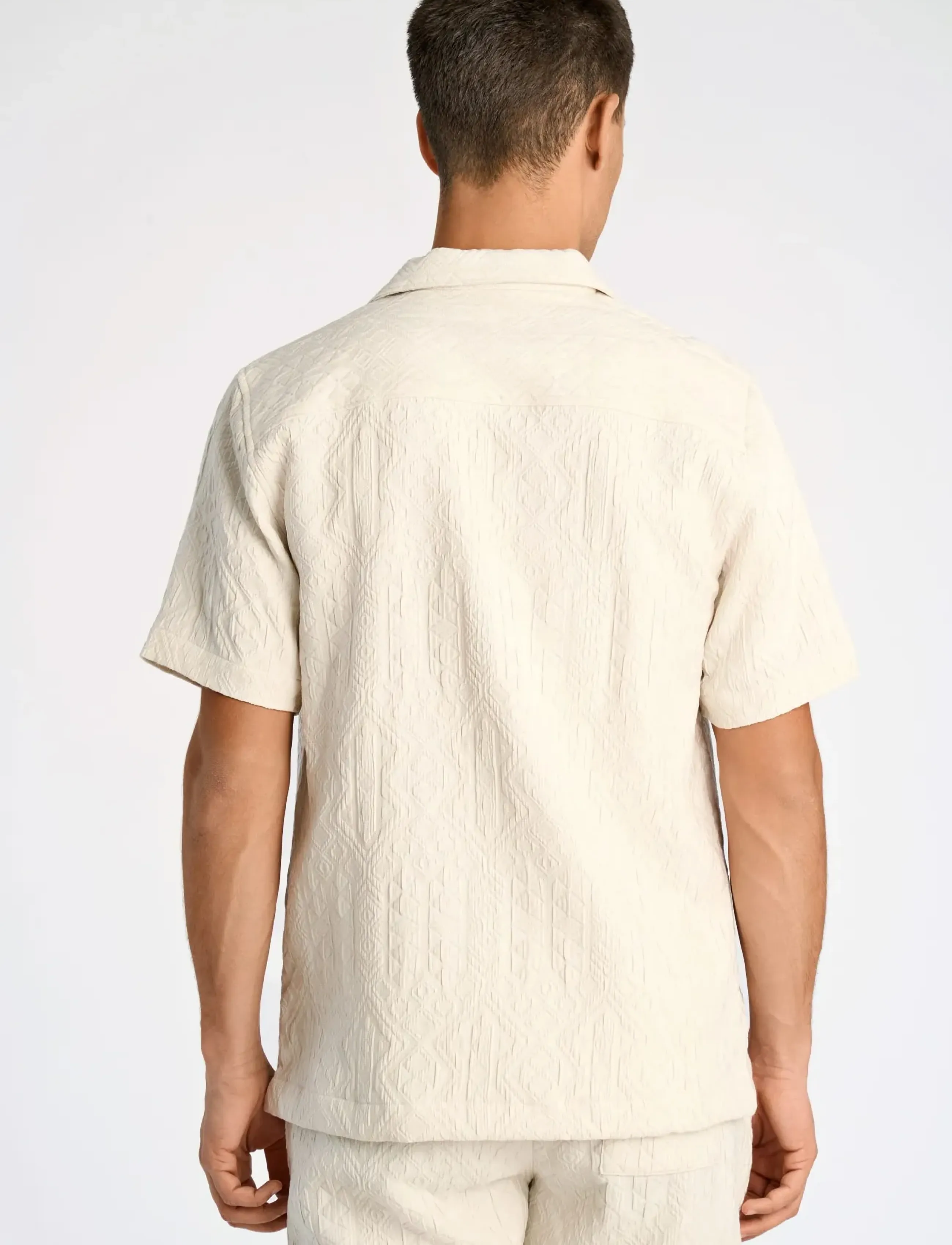 Lindbergh - Textured shirt S/S - kurzarmhemden - pearl white - 4