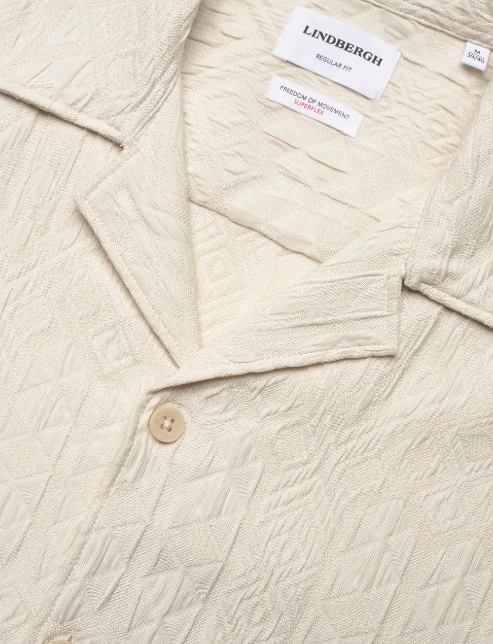 Lindbergh - Textured shirt S/S - marškiniai trumpomis rankovėmis - pearl white - 3