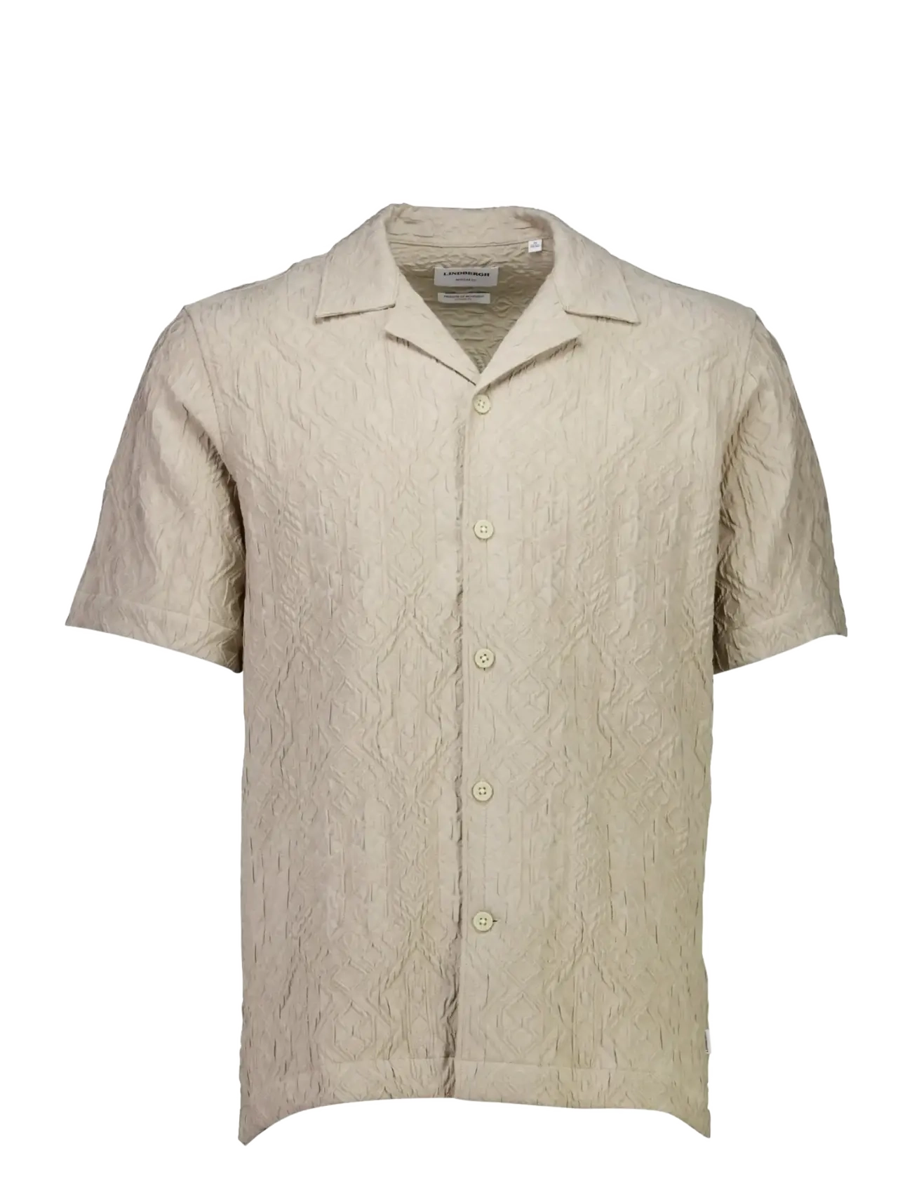 LINDBERGH Textured Shirt S/S Beige - XXL - Herren