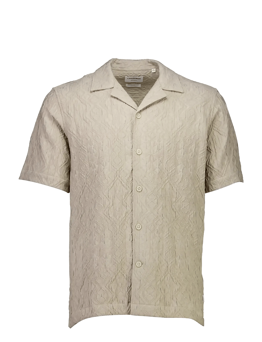 Lindbergh - Textured shirt S/S - short-sleeved shirts - stone - 1
