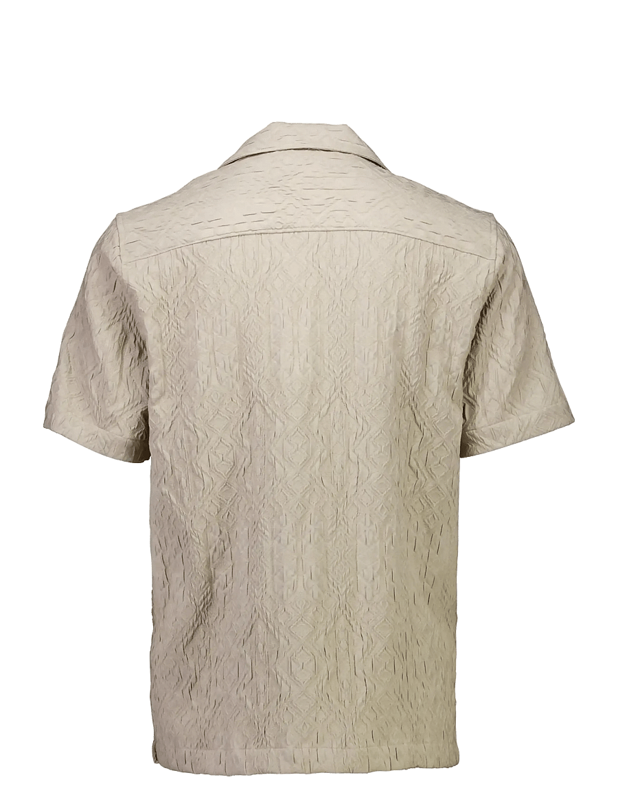 Lindbergh - Textured shirt S/S - short-sleeved shirts - stone - 2