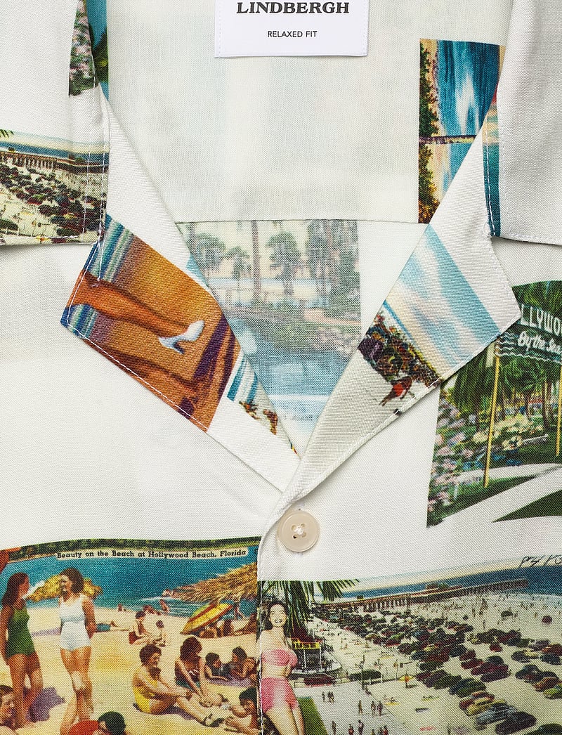 Lindbergh - Resort viscose aop shirt S/S - kurzarmhemden - white - 2