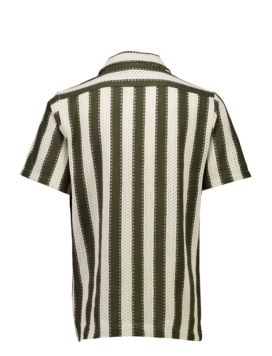 Lindbergh - Bold striped resort shirt S/S - gestreifte hemden - dk khaki - 2