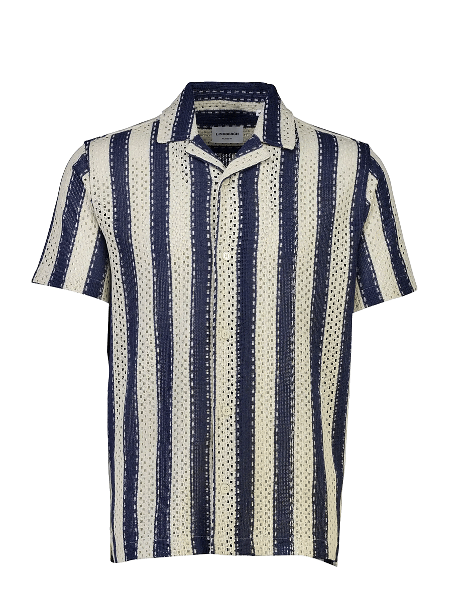 Lindbergh - Bold striped resort shirt S/S - gestreifte hemden - navy - 1