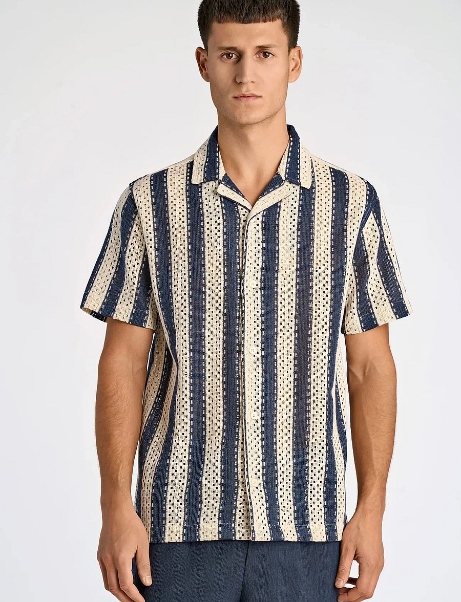 Lindbergh - Bold striped resort shirt S/S - gestreifte hemden - navy - 3