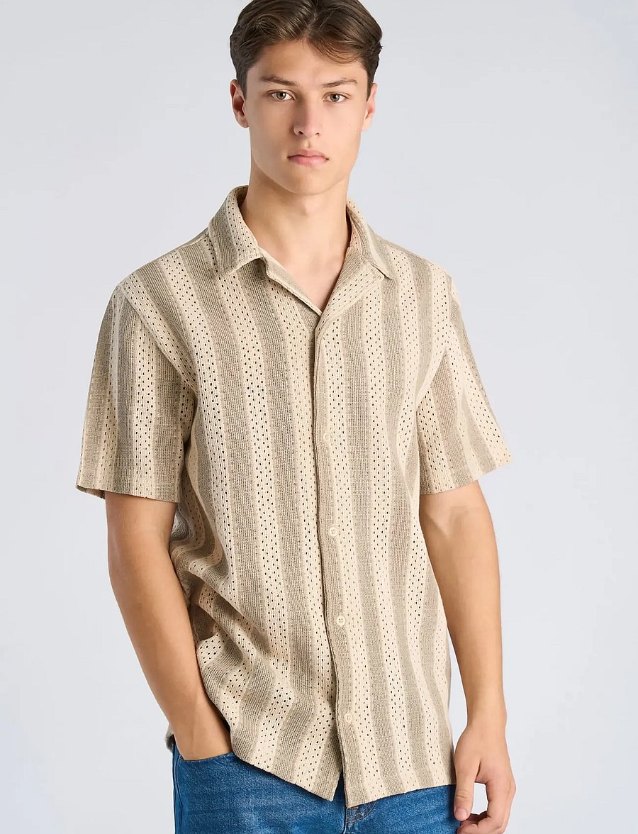 Lindbergh - Bold striped resort shirt S/S - gestreifte hemden - stone - 3