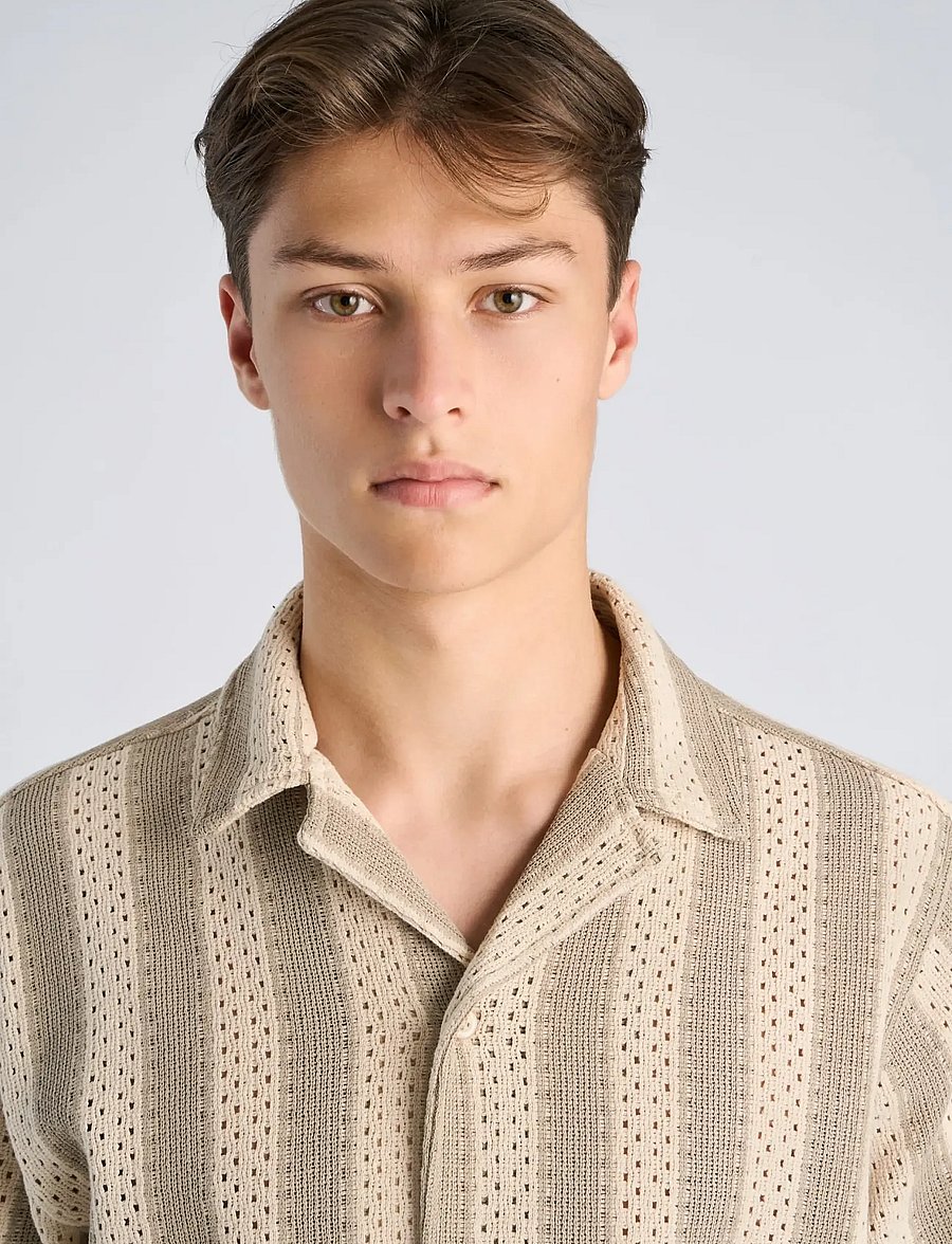 Lindbergh - Bold striped resort shirt S/S - gestreifte hemden - stone - 5